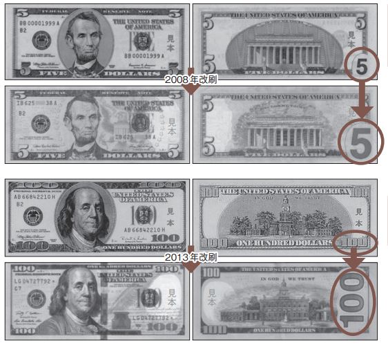 ドル紙幣のデザインの違い